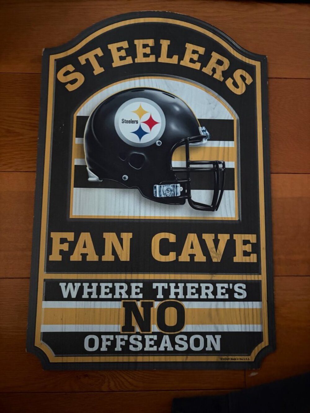 NFL Pittsburgh Steelers "Fan Cave" Wood Wall Sign - Officially Licensed Decor